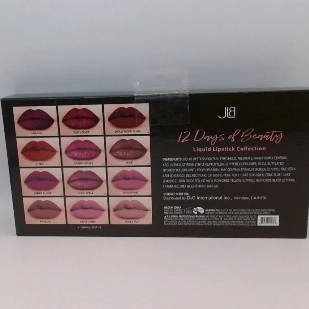 JLB 12 Days of Beauty Lip Luxury Liquid Lipstick Set (12‎ Pc)